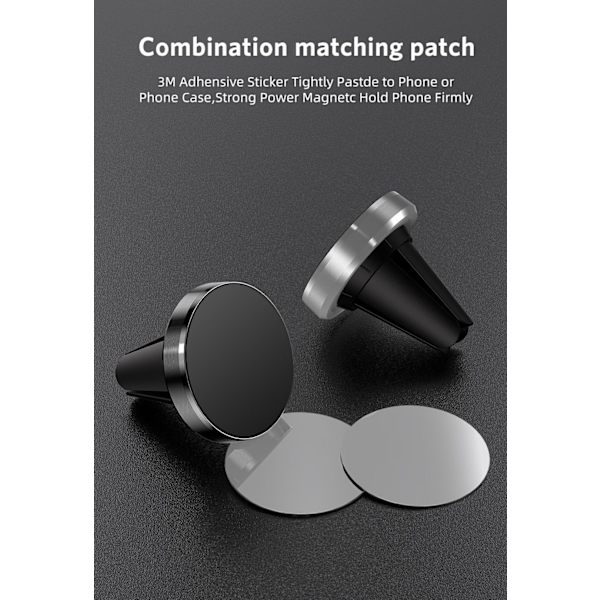 Universal Magnetisk Bilholder Luftventilmontering til iPhone Samsung Xiaomi Silvery