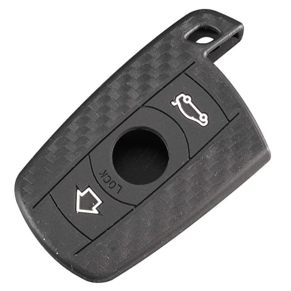 jingyuqin 3-knaps kulfibermønster silikone bilnøgle til BMW 1 3 5 6-serie E90 E91 E92 E60 bilnøgleholder etui key case