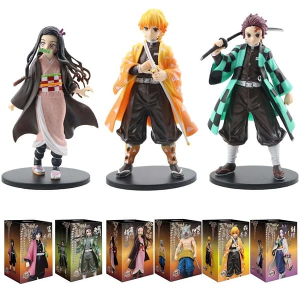 Demon Slayer PVC-figurer: Tanjirou, Zenitsu, Nezuko actionmodeller - perfekta julklappar! with box