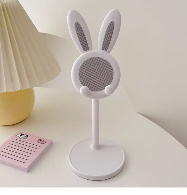 Pink justerbar kanintelefonholder til iPhone 13 14 Samsung Smartphone White