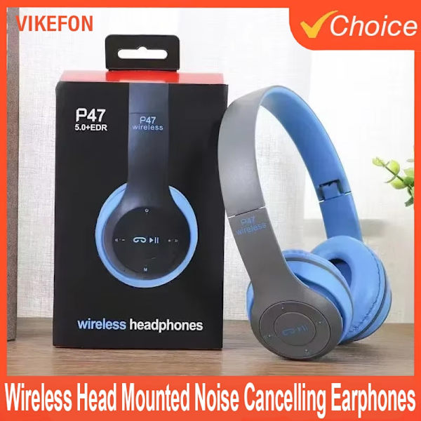 Multifunktionelt bærbart, foldbart, hovedmonteret, trådløst Bluetooth 5.0-headset til Bluetooth-forbindelse med TF-kort og kabelforbindelse Blue