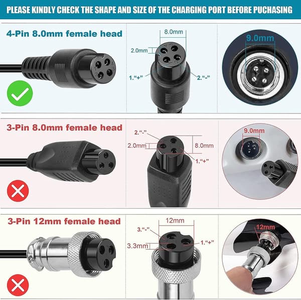 63V 2.0A Hurtig 4-benet Scooter Oplader til Ninebot S, S-MAX, Mini Pro, Go Kart, Go Kart Pro 63V 2A EU PLUG