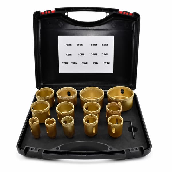 Diamantlödd kärnborr för porslinsplattor, marmor, glas, granit, hålsågskärare, tillbehör 13 pcs  1 pc