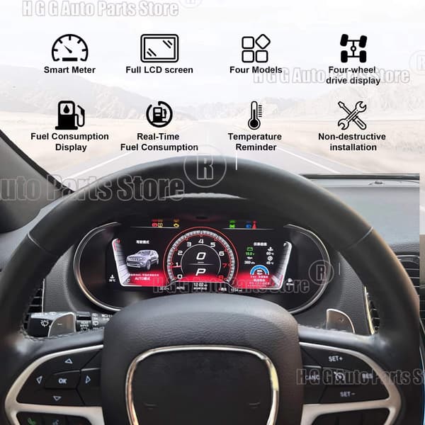 Digital instrumentpanel för Dodge Durango 2011 2012 2013-2020 Hastighetsmätare för instrumentpanel Stöder trådlös CarPlay/Android Auto 8G 128G Radio