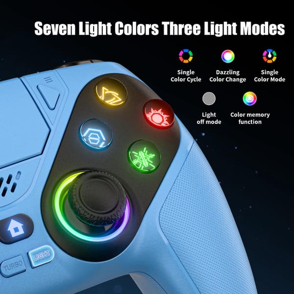 Trådløs controller til PS5/PS5 Pro/PS5 Slim/PC med Hall Joystick, dobbelt vibrations-gamepad, Turbo Dual Sense-programmering blue
