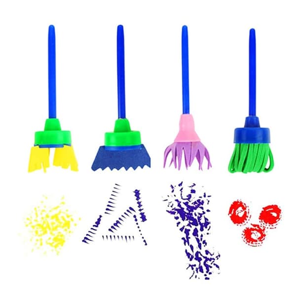 Barn DIY Graffiti Svampborste Set Ritleksaker Kvastformad tätning Svampborste Konstborste Upplysning Pusselpresent TMZ 4PCS Explosive broom