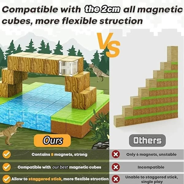 Magnetiska byggklossar för barn 3+ - DIY Pixel-modeller & STEM-leksaker med bottenplatta WX053-614pcs