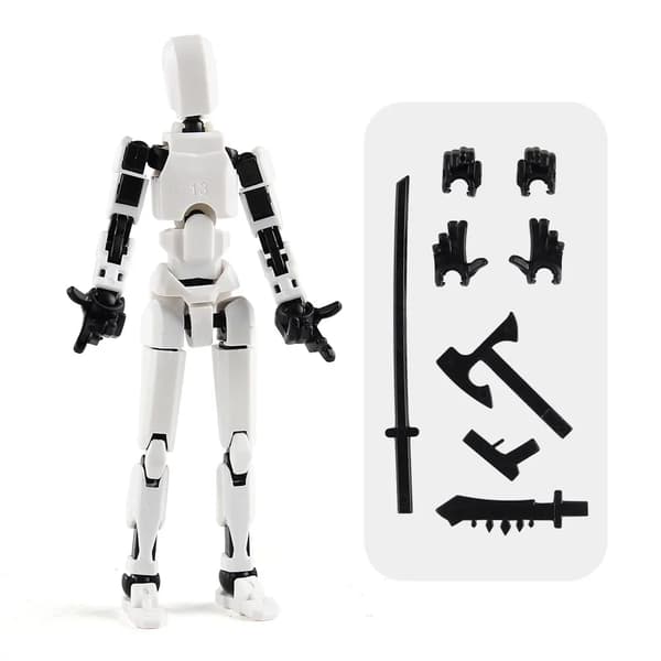 DIY Luminous T13 Multi-Jointed Movable Shapeshift Robot 3D-tryckt skyltdocka Lycklig robot och hund Actionfigurer Leksaker barn Presenter blue dog