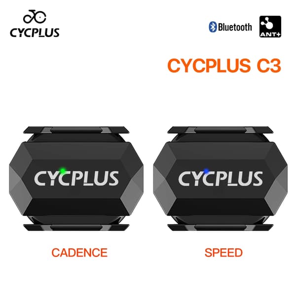 CYCPLUS Cykelcomputer med dobbelt sensor, speedometer, ANT+, Bluetooth, vandtæt, GPS, cykeltilbehør 2 pieces C3