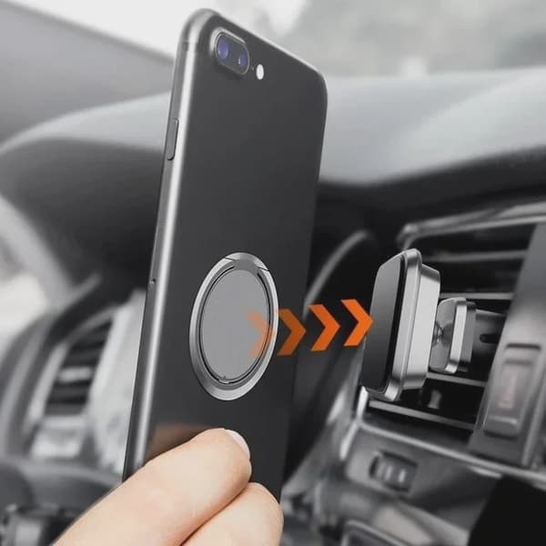Magnetisk telefonholder til bil med fingerringstik Silver