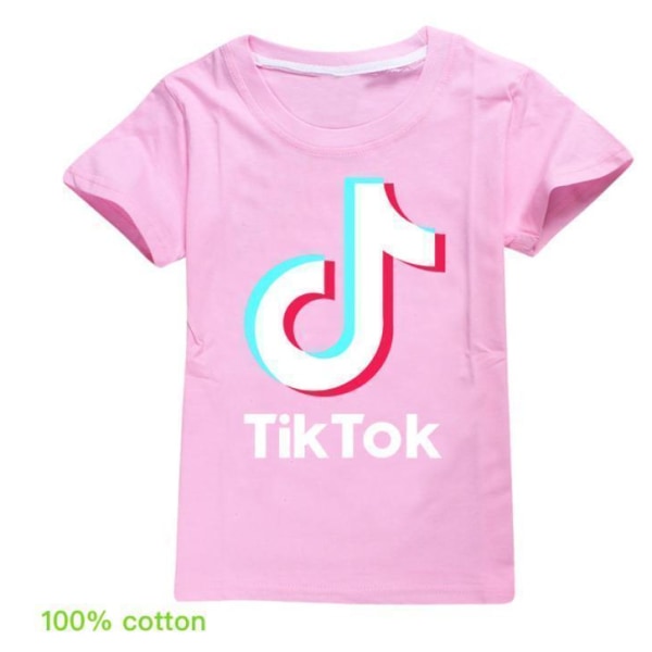 Tik-Tok teini fasion T-paita Lyhythihainen Pink Rosa 140