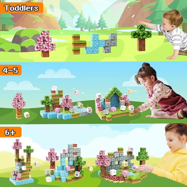Kubset för magnetiska byggklossar för barn 3+ - DIY-konstruktionssensoriska leksaker för pojkar och flickor 128PCS-059