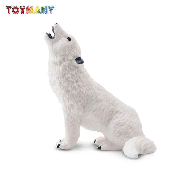 Howling Arctic Wolf Legetøjsfigur - Mini Polar Dyremodel til børn, kageindretning og gaver ML00105