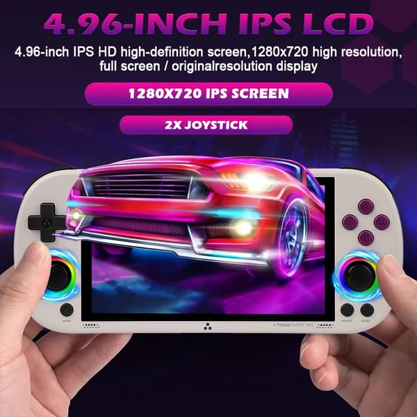 128G 256G Trimui Smart Pro Handheld Game Console 4,96''IPS-skärm Linux System Joystick RGB Lighting 64G White