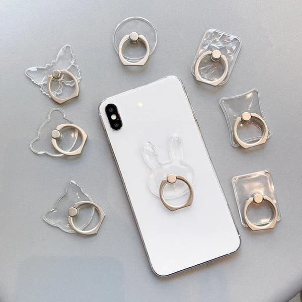 Universal Magnetisk Telefonholder Ringstativ til iPhone 12XS Transparent Mobiltelefon Love-2pcs