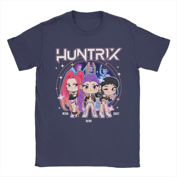 Huntrix Kpop Demon Hunters Chibi T-shirt för män - 100 % bomull plus storlek O-hals WHITE S