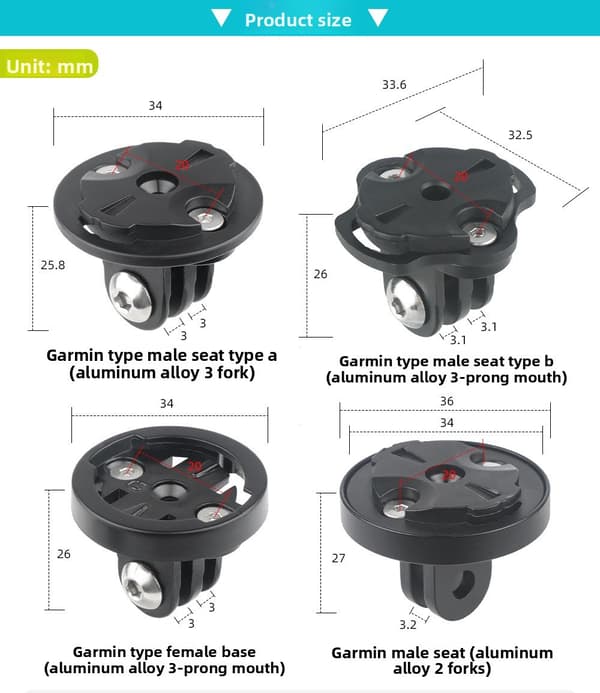 Cykelcomputermonteringsbeslag Hurtig reparationsadapter til Garmin GoPro kameraforlygte Style-C