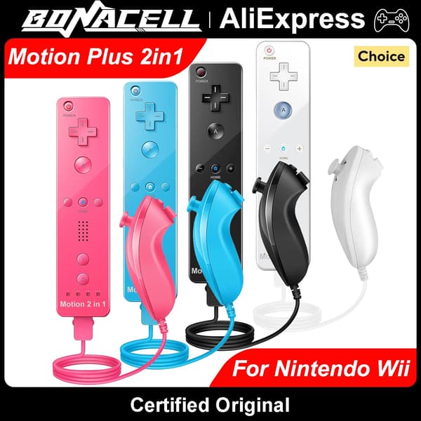 Kontroller för Nintendo Wii 2 i 1 vänster höger kontroll valfri Motion Plus-sats spelfjärrkontroll joystick trådlös gamepad right set Without Motionplus