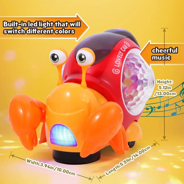 Crawling Dancing Crab Toy for Babies - Glödande musik Light Pet Present för småbarn green