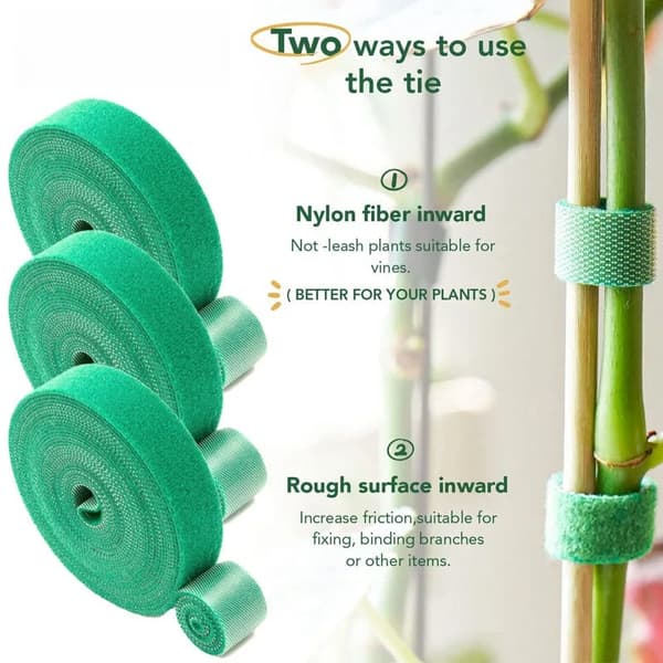 Nylon Plantestøttebånd Selvklæbende Plantefastgørelseskabelbinder Til Have Genanvendelige Planter Hook Loop Havebrugsstropper 5M(1Roll)