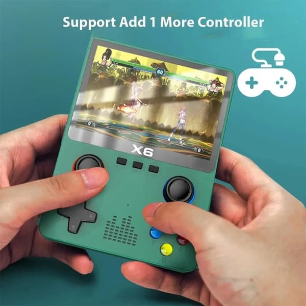 NY X6 Game Console Retro Video Game Console 3,5'' IPS-skärm Bärbar handhållen spelspelare Klassiska Black