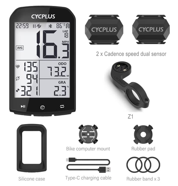 CYCPLUS M1 GPS-cykeldator Cykelhastighetsmätare Bluetooth 5.0 ANT+ för Garmin Zwift Bicycle computer M1