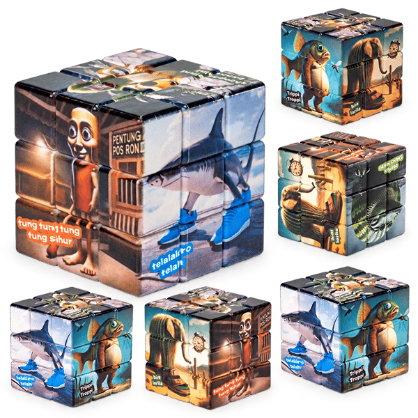 Creative Italian Brainrot-tema Rubik's Cube Tung Tung Tung Sahur AI Meme 3x3 Pussel Cube Brain Teaser Pedagogisk leksak A