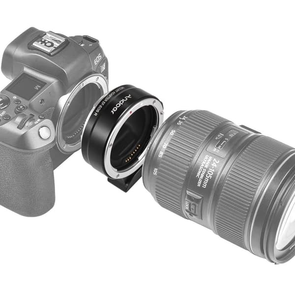 Andoer EF-EOS R autofokuskameraobjektivadapterring IS-billede til Canon EF EF-S-objektiv til Canon EOS R RF-fatning med fullformatkameraer WHITE