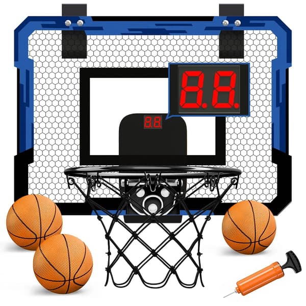 Väggmonterad mini basketbåge för barn - träningsspel inomhus och utomhus Scoring blue