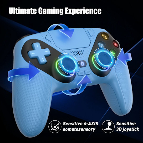 Trådløs controller til PS5/PS5 Pro/PS5 Slim/PC med Hall Joystick, dobbelt vibrations-gamepad, Turbo Dual Sense-programmering blue