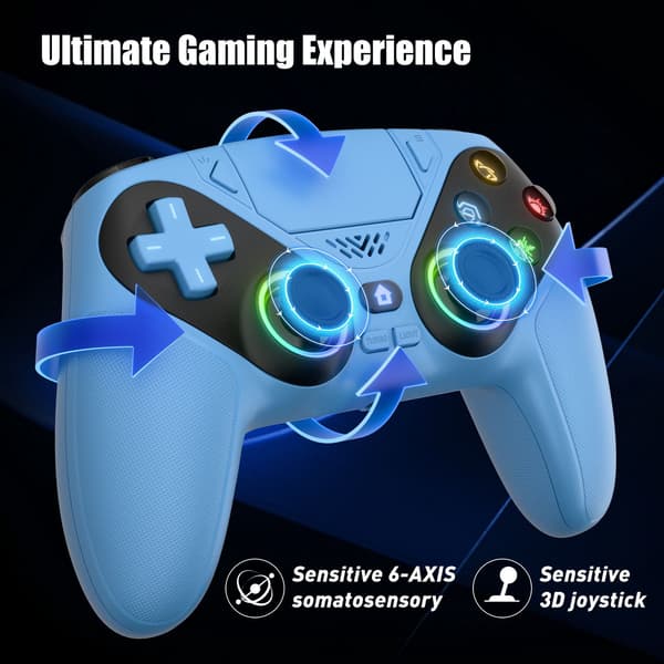 Trådlös kontroll för PS5/PS5 Pro/PS5 Slim/PC med Hall-joystick, dubbelvibrations-gamepad, Turbo Dual Sense-programmering blue