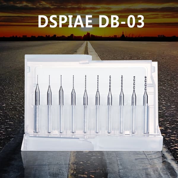 DSPIAE DB-03 Borehoved 0,3-1,2 mm Modelværktøj Sølv Håndværktøj Hobbytilbehør 10-delt set