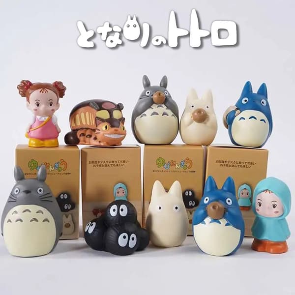 Söt Totoro Mini Finger Doll Blind Box - bedårande anime djurfigur leksak för barnpresenter Random 4 PCS