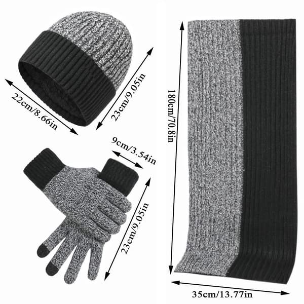 Unisex vinterhatte, tørklæde og handskersæt - strikket uldtilbehør til par black Size One Size