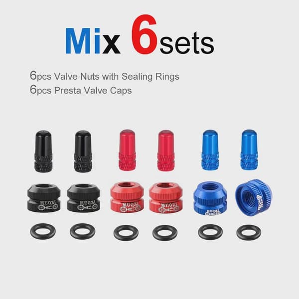 2-6 set Presta-ventilmutter och lock för MTB-vägcykel slanglösa däckskyddsskruvar Blue 4sets