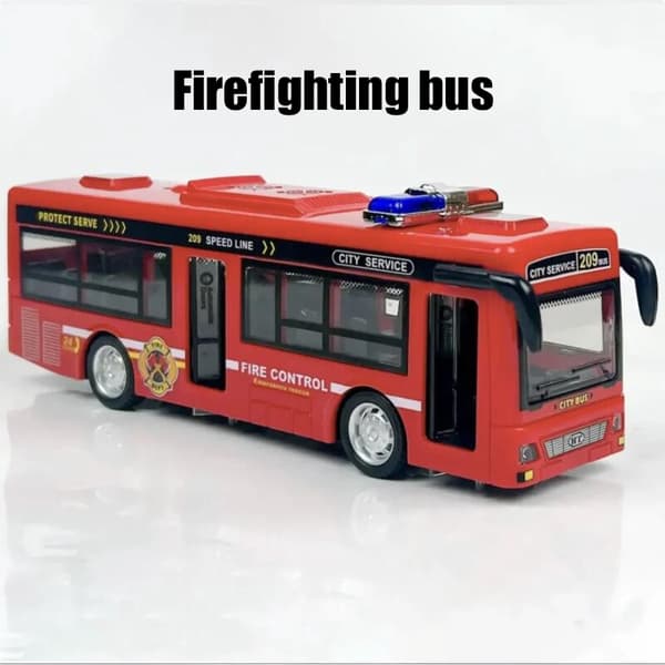 Dobbeltdækker sightseeingbus model støbt pull back køretøjer legetøj inertibil byturbus dør åben lys lyd legetøj til drenge blue PRO