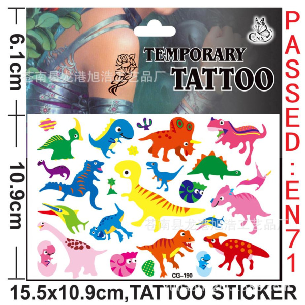 4st Dinosaurie tatueringar Barn tatueringar multifärg