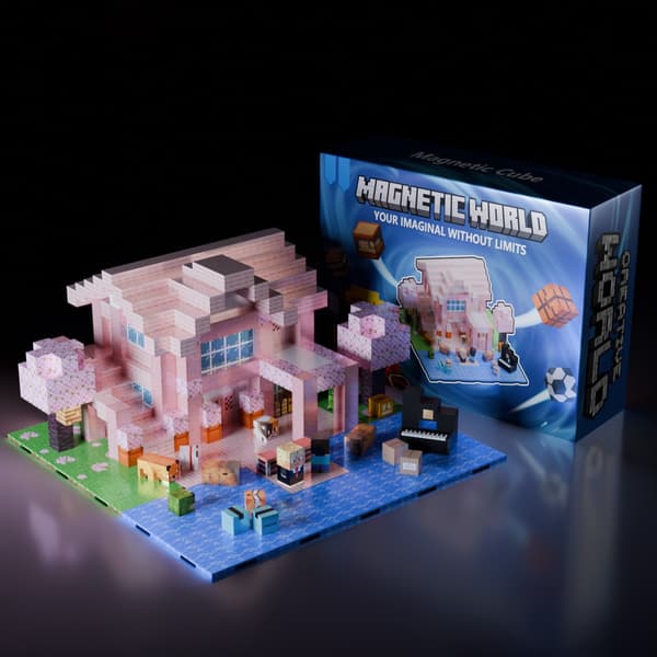 Magnetiske byggeklodser til børn 3+ - DIY Pixel-modeller & STEM-legetøj med bundplade random 200 pcs cube