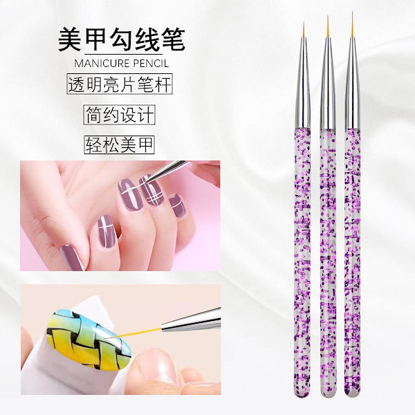 3 delar professionella nagelborstar nailpenslar nagelkonst Blå Blå