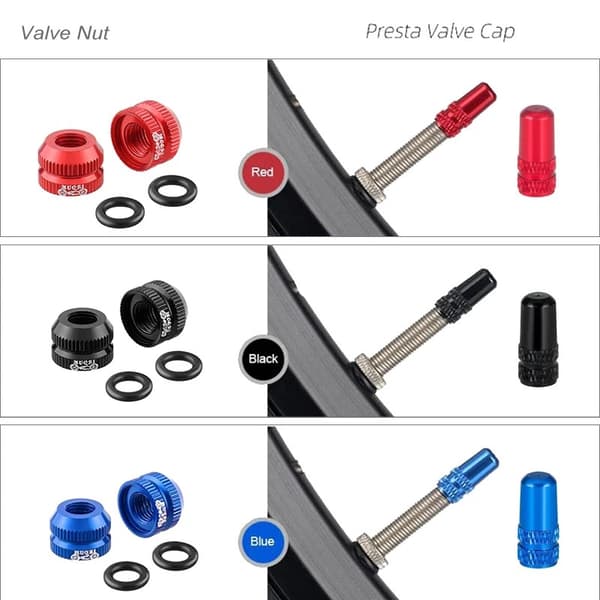 2-6 set Presta-ventilmutter och lock för MTB-vägcykel slanglösa däckskyddsskruvar Blue 2sets