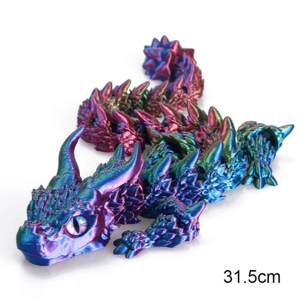 3D-tryckt Magic Dragon Toy – Ledad rörlig ledfidget – Gåva för skrivbordsdekorationer BluePurple