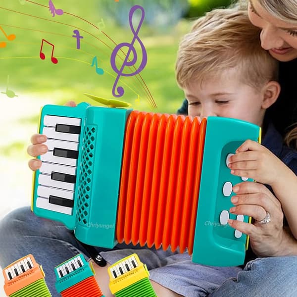 Dragspelsleksak med pianotangenter för barn från 3 år Green