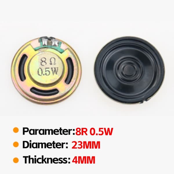 2 st 8R 0,5W högtalare i olika storlekar, 20 mm–66 mm diameter, för utbyte av ljudutrustning NO.5