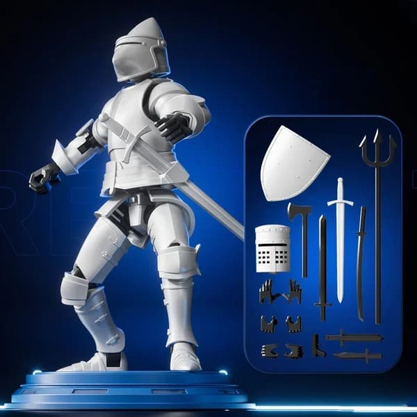 Knight Paladin Actionfigur – 13 ledbar rörlig robot – 3D-tryckt skyltdocka leksak WHITE