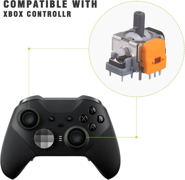 Hall-effekt joysticks erstatning til Xbox One, One Slim, One Series X/S, 3D analog sensorhjul, tommelfingergrebs-vippemodul