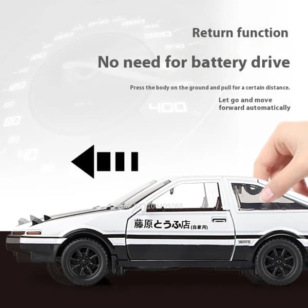 1:30 Skala Initial D AE86 Legetøjsbilmodel Legeringskarosseri Gummidæk Støddæmpning Pull Back Simuleringskøretøjer Drengefødselsdagsgave White