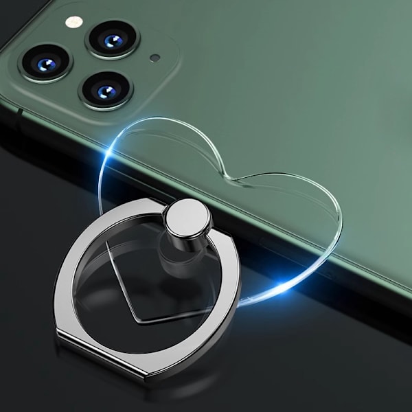 360° roterbar, klar fingerringholder til telefon, grebstativ, kompatibel med iPhone-covers Rectangular