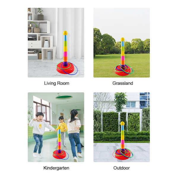 Barn kasta cirkelspel hylsa staplade leksaker Roligt inomhus utomhus Förälder-barn Interaktiva cirkellager Tidig utbildning Present 1xTower 15xRings