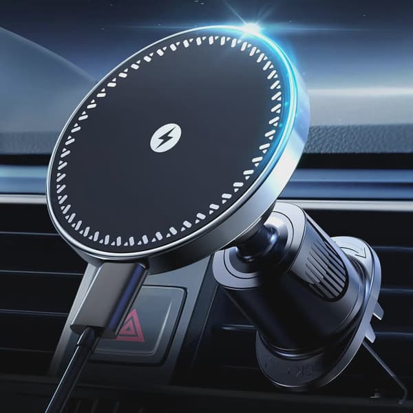 UYUXIO 15W Magnetisk Trådløs Biloplader Luftventil Telefonholder til iPhone 12-16 Pro Max Black