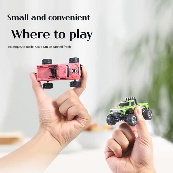 1:64 Speed ​​​​Mini terrängfjärrkontroll Billegering Cool belysning Stötdämpning Bordsdator Tävlingsleksak Liten present Blue